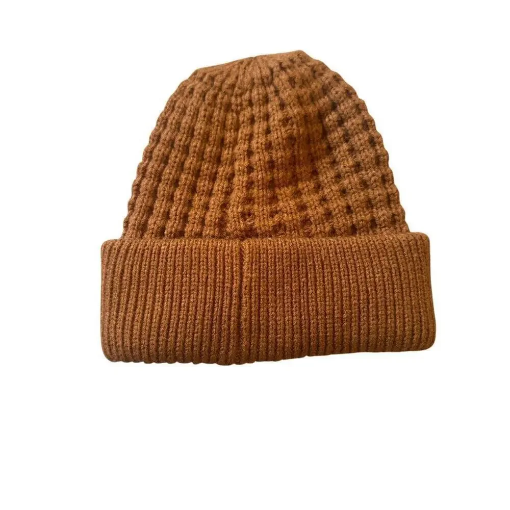 Brown Michael Kors Knit Beanie Hat Ribbed Design Women's One Size